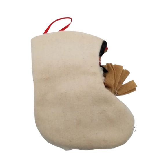 Santa Candy Cane & Snowman Broom Christmas Polyester Stocking Set Small 6" VTG - Picture 8 of 10